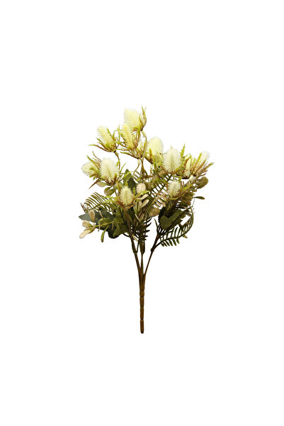 Dekorsende Yapay Dikenli Bitki Yapay Çiçek Krem 35 cm
