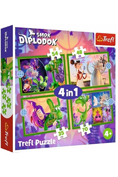 Other TREFL PUZZLE 4in1 PUZZLE FOR CHILDREN THE WORLD OF THE DIPLODOCUS DRAGON 4 puzzles