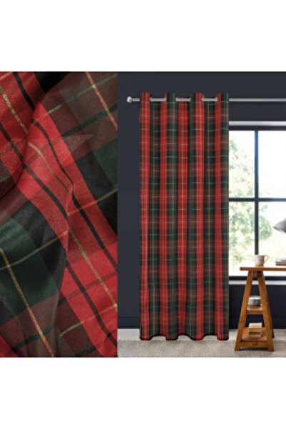 OEM Decorative Curtain with Rings, Light Blocking, Size 140 x 260 cm, Checkered Pattern
