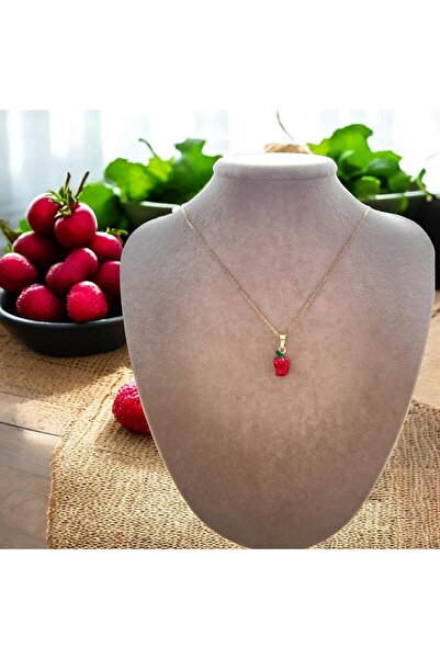 aura garden luxury jewelry AURA GARDEN Çelik Zincir Kırmızı Biber Figürlü Kolye