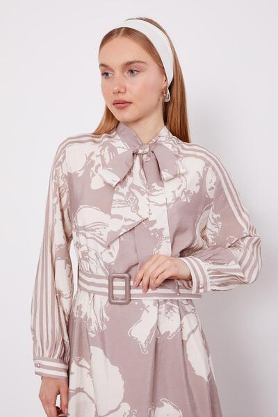 Levidor Vizon Büyük Çiçek Desenli Elbise