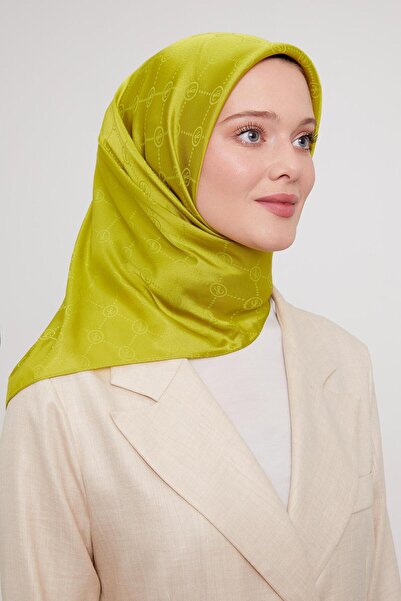 Levidor Yağ Yeşili L Baskılı Kristal Jakarlı Eşarp