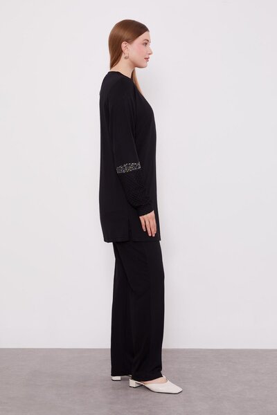 Levidor Black Mesh Detailed Double Suit