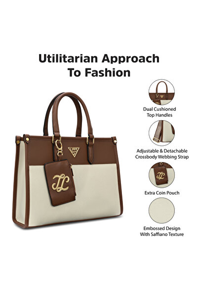 LAVIE SIGNATURE Women's Ithaca Colourblock Tote (Offwhite)