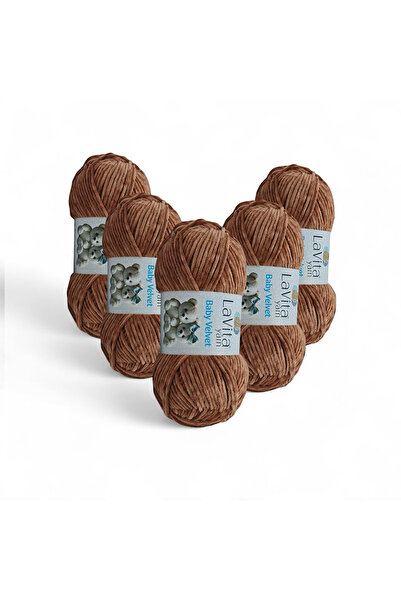 LaVita Yarn خيط حياكة يدوي من القطيفة للأطفال 100% بوليستر 500 جرام 5 قطع (71...