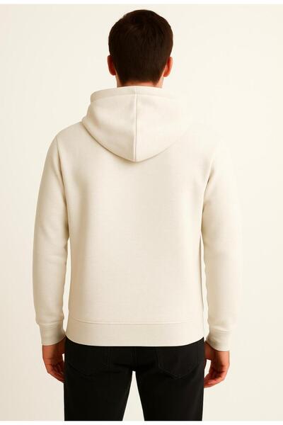 AXXEL Ανδρική κρέμα 3 νήματα σε επένδυση fleece K με κουκούλα Φούτερ-W1108