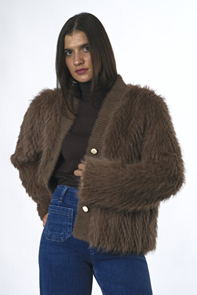 ABBRA Women's Woven Detailed Vegan Fur