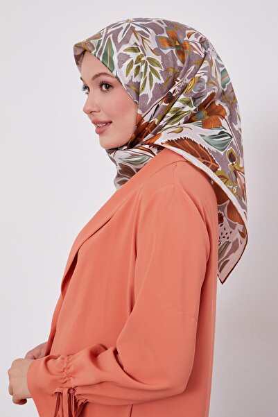 Levidor وشاح حريري بنمط الخردل والبتونيا