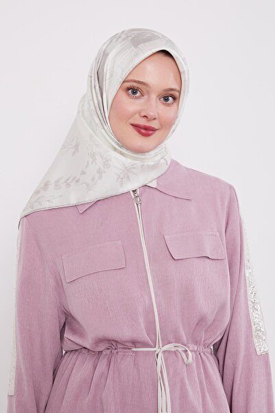 Levidor Κρεμ αφηρημένο μεταξωτό μαντήλι με σχέδιο τριαντάφυλλου