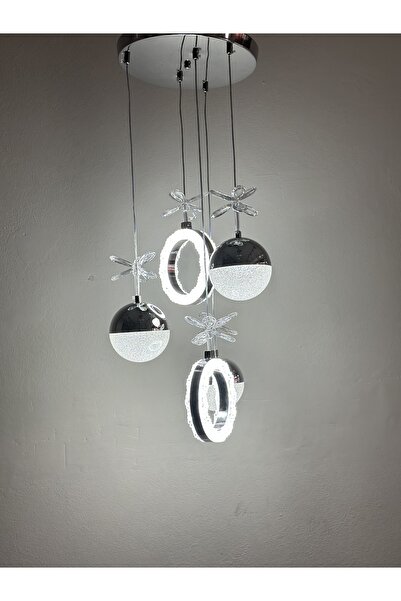 Lamira aydınlatma 5’Lİ SARKIT LED VE KRİSTAL KROM AVİZE MODELİMİZ
