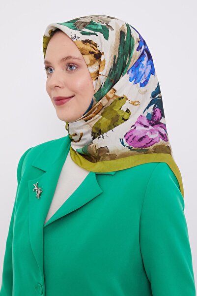 Levidor Lime Soyut Desen Modal İpek Eşarp