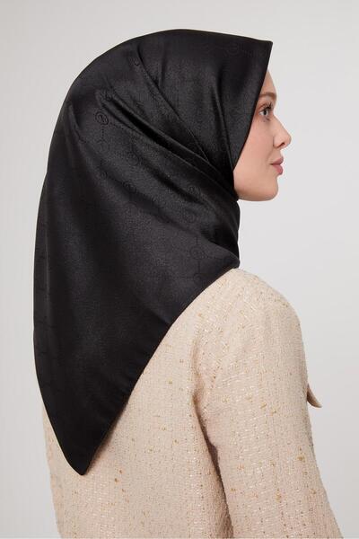 Levidor Black L Printed Crystal Jacquard Scarf