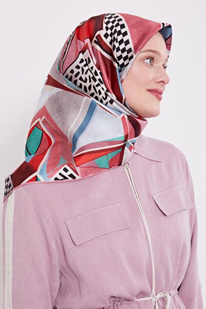 Levidor وشاح حريري بنمط الشطرنج الوردي