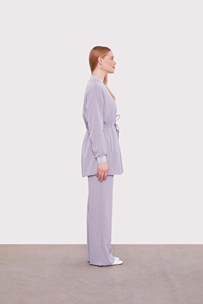 Levidor Gray Glitter Cuff Detail Double Suit