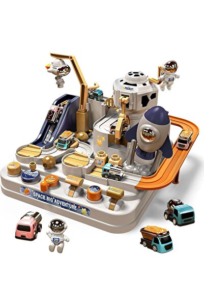 KidProtect Set Jucarie Interactiva Circuit Curse Space Track, Fara BPA, 6 Butoane, Masinute Incluse