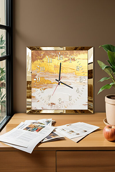 Zevahir Mobilya Dekorasyon Gold Framed Colors of Time Themed Decorative Mdf Wall Clock