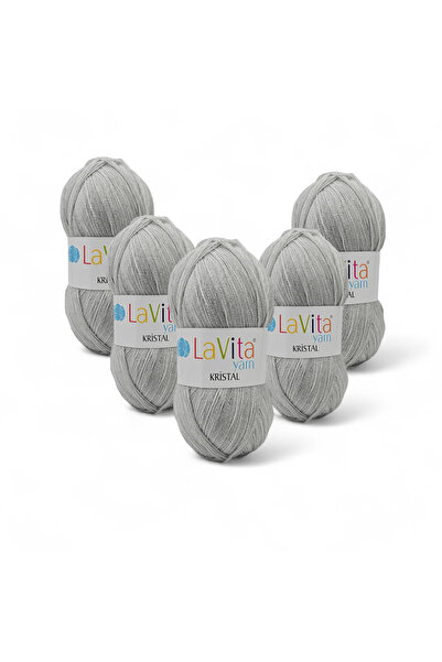 LaVita Yarn Crystal Hand Knitting Yarn 100% Acrylic 500Gr 5 Pcs (6031 Gray)