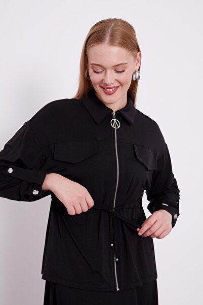 Levidor Black Waist Drawstring Detailed Skirt Set