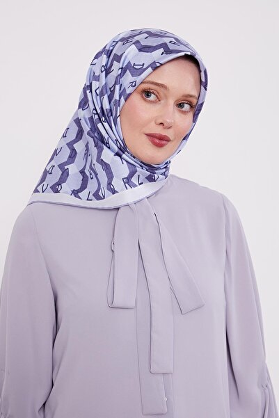 Levidor Blue Honeycomb Printed Twill Silk Scarf