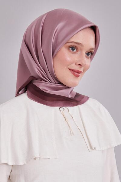 Levidor Lilac Twill Silk Scarf with Border