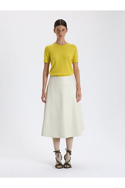 BAQA Flared Leather Skirt