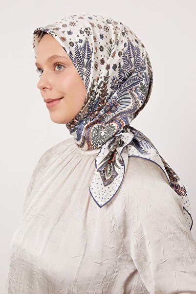 Levidor Blue Leaf Pattern Twill Silk Scarf