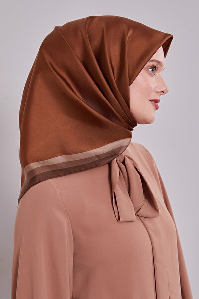 Levidor Chocolate Brown Border Twill Silk Scarf