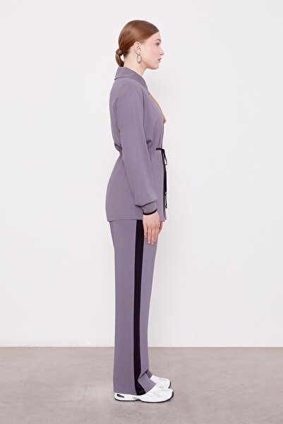 Levidor Anthracite Collar with Pearl Guipure Detail Double Suit