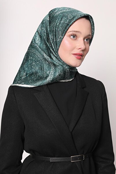 Levidor وشاح حريري بنمط عرقي تجريدي من الزمرد