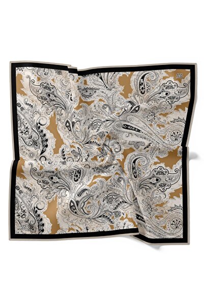 Levidor وشاح حريري بنمط عرقي مرسوم باللون الأسود