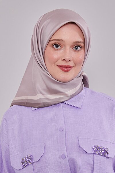 Levidor A.Mink Twill Silk Scarf with Border Edge