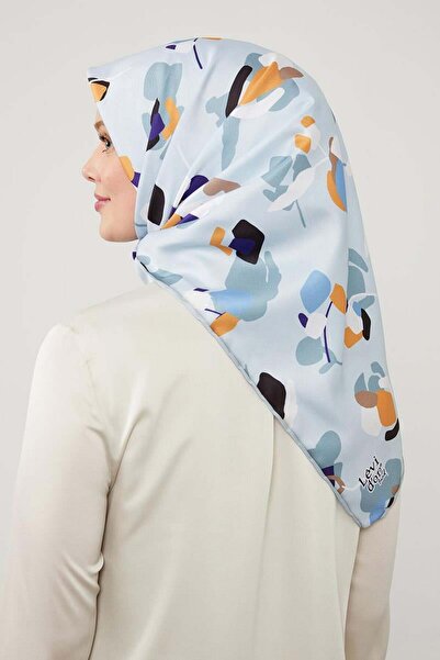 Levidor Μπλε ασύμμετρο μοτίβο κασκόλ με σχέδιο twill