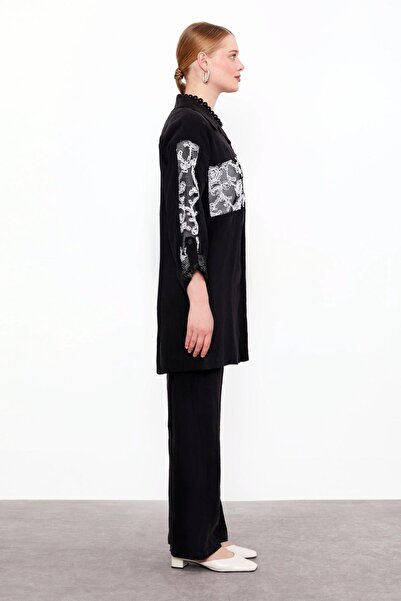 Levidor Black Mesh Pocket Detailed Triple Tunic Set