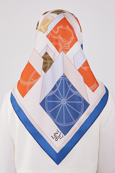 Levidor Mavi Küp Desen Twill Eşarp