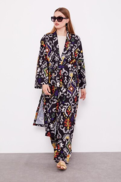 Levidor Μαύρο έθνικ σχέδιο casual παντελόνι