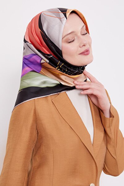 Levidor K.Vizon Thin Leaf Pattern Twill Silk Scarf