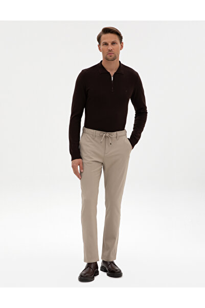 Pierre Cardin Bej Slim Fit Kanvas Pantolon 50309931-VR011