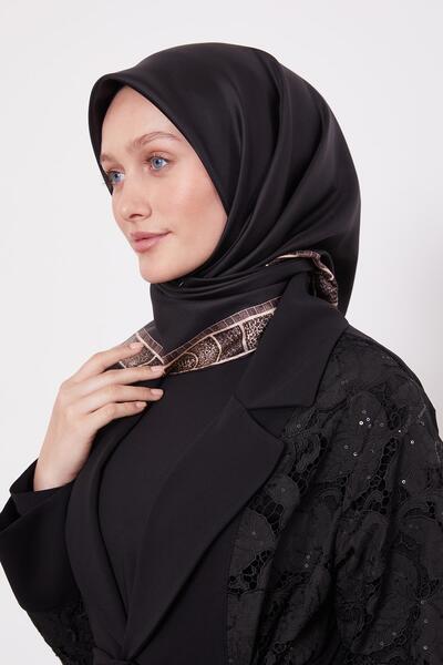 Levidor Eșarfă de mătase leopard cu margine neagră