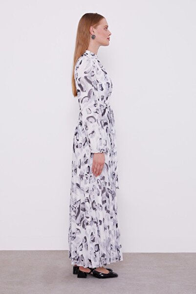 Levidor Γκρι φόρεμα με λεπτομέρεια με βολάν μανίκια