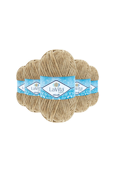 LaVita Yarn Fir de tricotat manual din catifea Velur 100% Poliester 500gr 5 B...