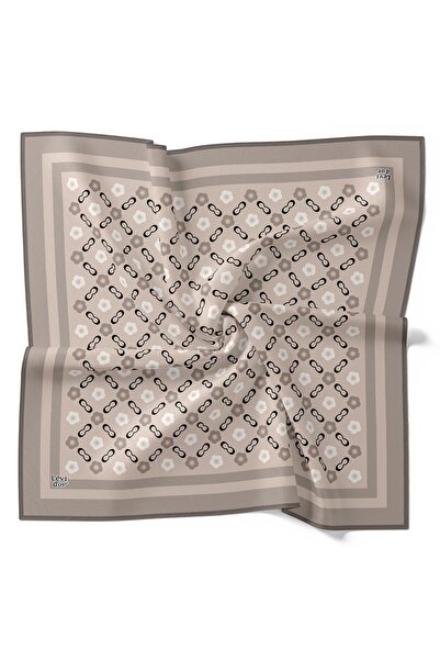 Levidor Silver Daisy Pattern Twill Silk Scarf
