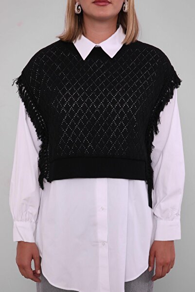 Levidor Black Knitwear Vest Shirt Double Suit