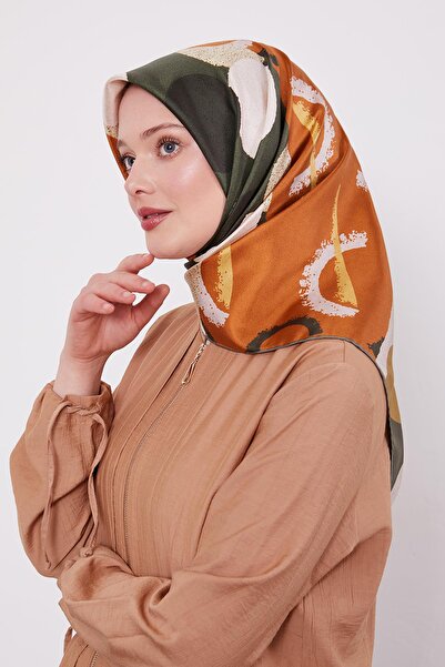 Levidor وشاح حريري بنمط دائري أخضر