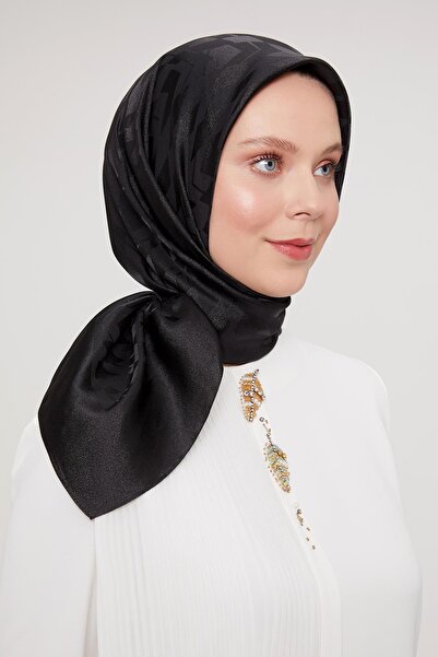 Levidor Μαύρο κρυστάλλινο κασκόλ με σχέδιο ζακάρ με μοτίβο μπακλαβά