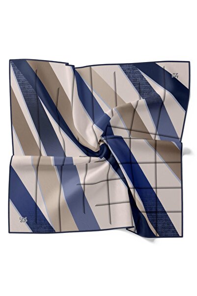 Levidor Шарф з синьою смужкою з твілової шовкової тканини