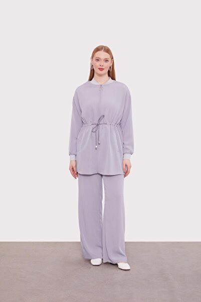 Levidor Gray Glitter Cuff Detail Double Suit