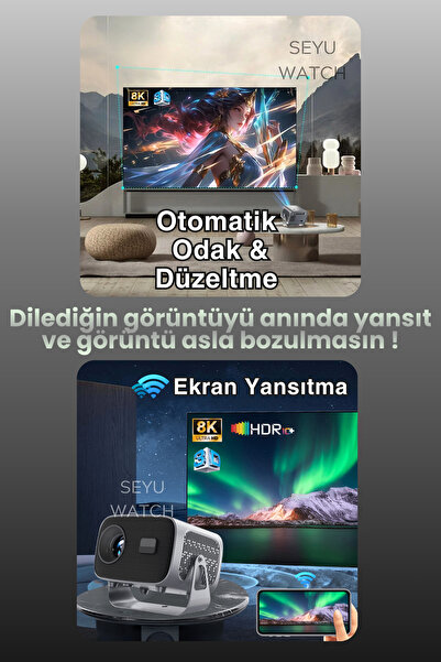 Store Taşınabilir Sinema Dizi Film Projeksiyon 1080P/2K/4K Ev Sineması Dahili Android 11, WiFi & Bluetooth