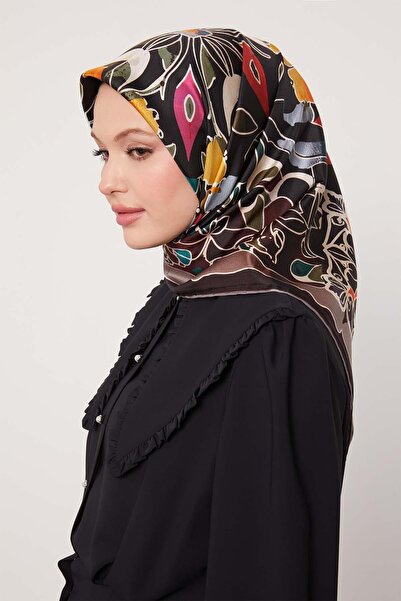 Levidor K.Mink Mixed Floral Pattern Twill Silk Scarf