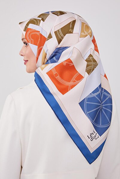 Levidor Mavi Küp Desen Twill Eşarp