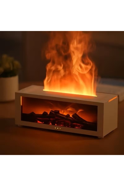 de Umidificator Aer cu Efect Flacara Tip Semineu, Difuzor Aromaterapie Uleiur...